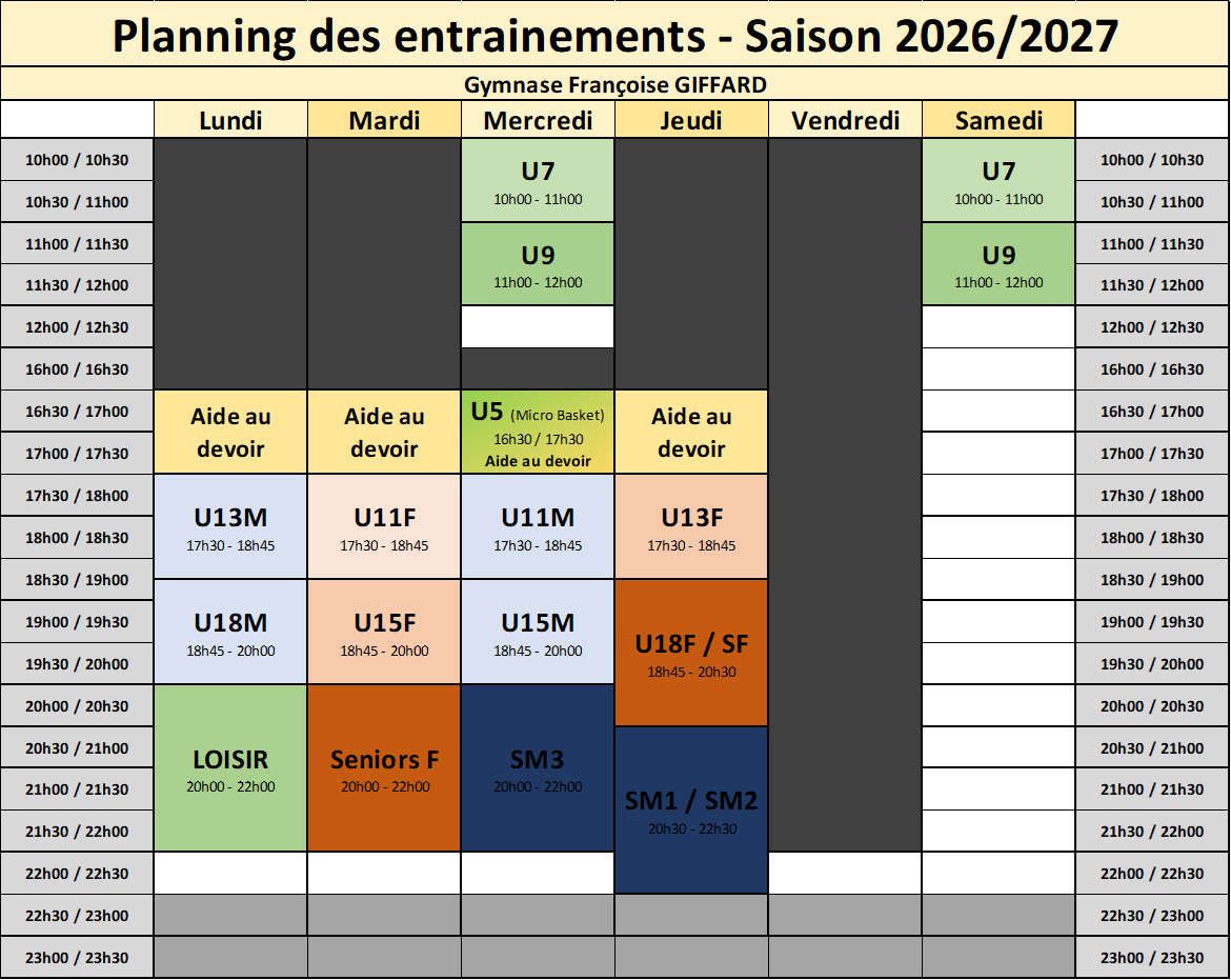 Planning semaine